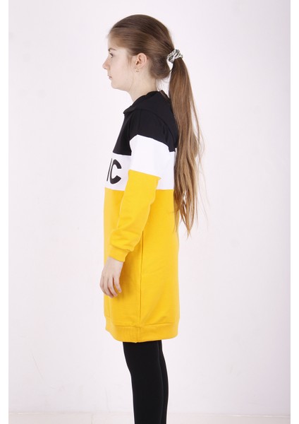 Kız Çocuk Chic Baskılı Kapşonlu Tunik
