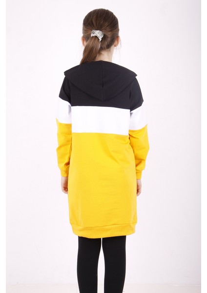 Kız Çocuk Chic Baskılı Kapşonlu Tunik