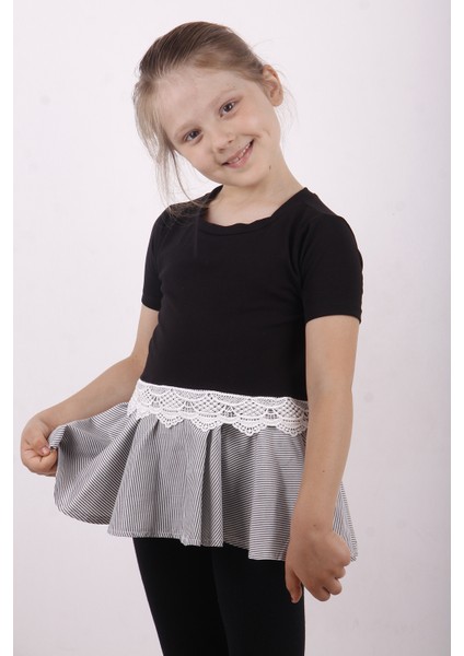 Kız Çocuk Dantel Detaylı Garnili Elbise