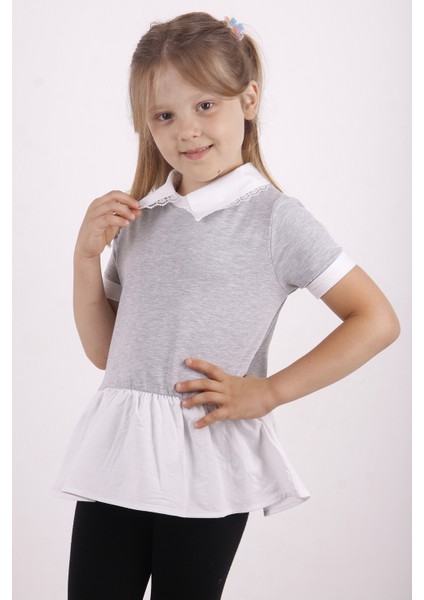 Kız Çocuk Gömlek Yaka Dantel Detaylı T-Shirt fiyatları