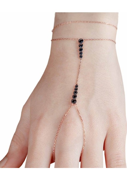 Siyah Taşlı Damla Gümüş Şahmeran