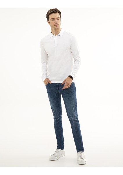 Erkek Beyaz Slim Fit Polo Yaka Sweatshirt 50226541-VR013 fırsatları