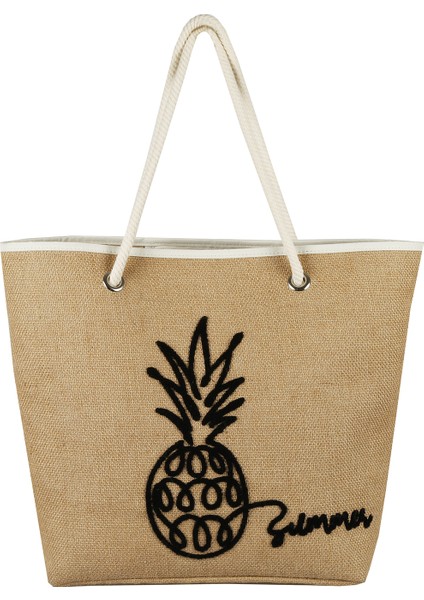Ananas Nakışlı Shopper Plaj Çantası