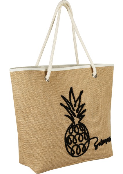 Ananas Nakışlı Shopper Plaj Çantası