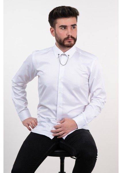 Yaka Zincirli Slimfit Gömlek fiyatları