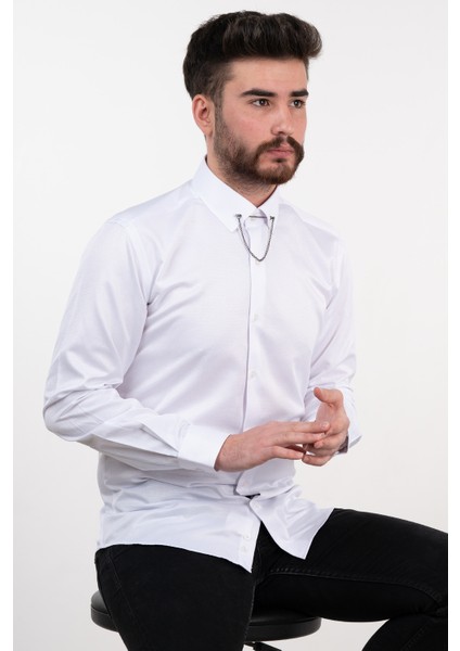 Yaka Zincirli Slimfit Gömlek fırsatları