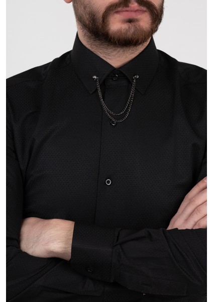 Yaka Zincirli Slimfit Gömlek indirimleri