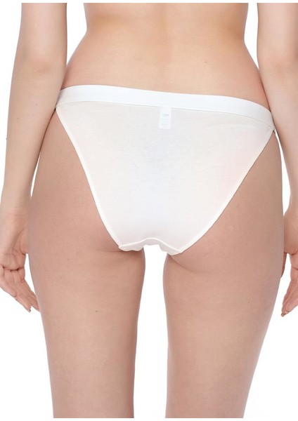 Ekru Pamuk Dantel Brıef Slip