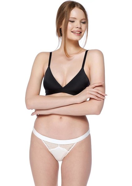 Ekru Pamuk Dantel Brıef Slip