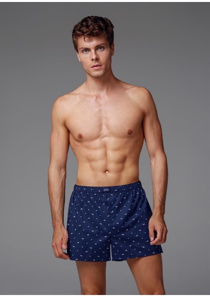 Lacivert Poplin Erkek Boxer