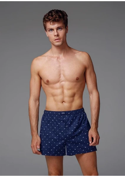 Lacivert Poplin Erkek Boxer