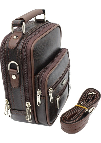 023 Kasalı Erkek El ve Omuz Askılı Çanta Kahve