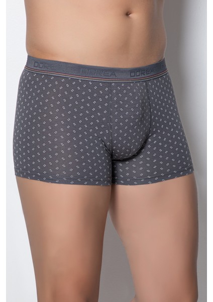Erkek Boxer Gri 2'li Paket Kare Desenli