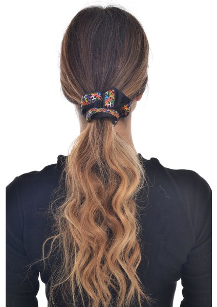 Hahai Kadın Kurdele Şeritli Scrunchie Toka