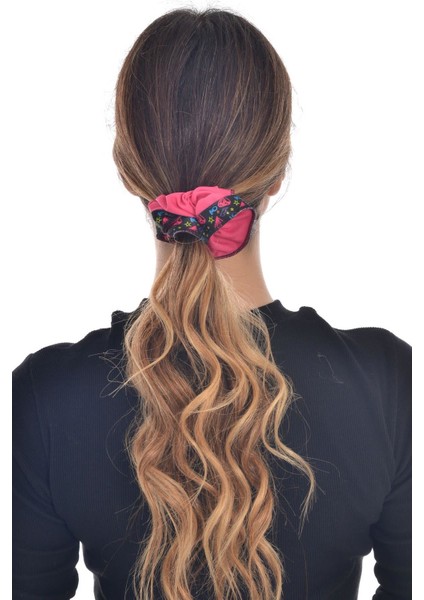 Hahai Kadın Kurdele Şeritli Scrunchie Toka
