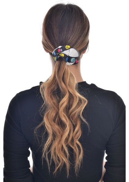 Hahai Kadın Kurdele Şeritli Scrunchie Toka