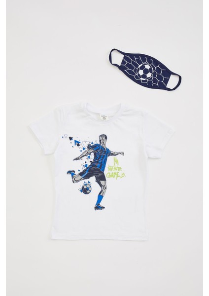 Erkek Çocuk Football Baskılı Tişört ve Maske Takım S2754A620HS