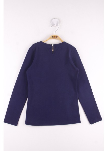 Kız Çocuk Yakası Güpürlü Tişört Lacivert 10 Yaş fiyatları