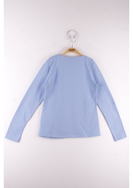 Kız Çocuk Yakası Güpürlü Tişört Mavi 11 Yaş fiyatları