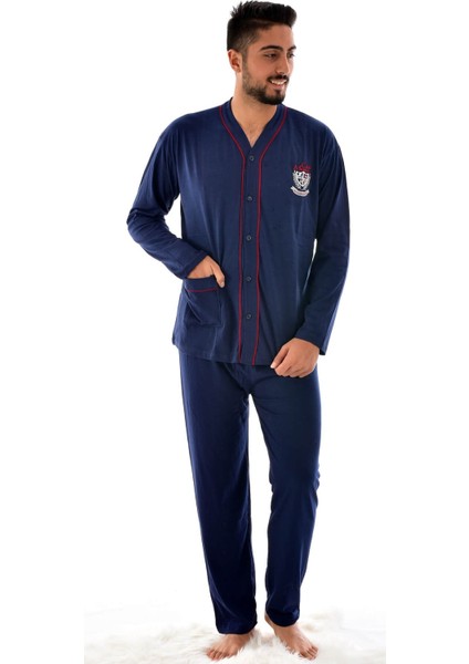 Ri̇molli̇ Erkek 960 Uzun Kol Boy Düğmeli Süprem Pijama Takımı Lacivert
