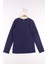 Kız Çocuk Yakası Güpürlü Tişört Lacivert 10 Yaş 2