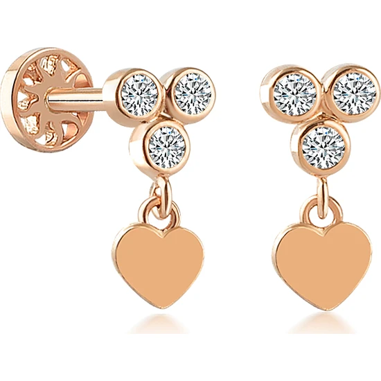 Yapar Jewellery 14 Ayar Altın Kalp Sallantılı Tria Kulak Piercing