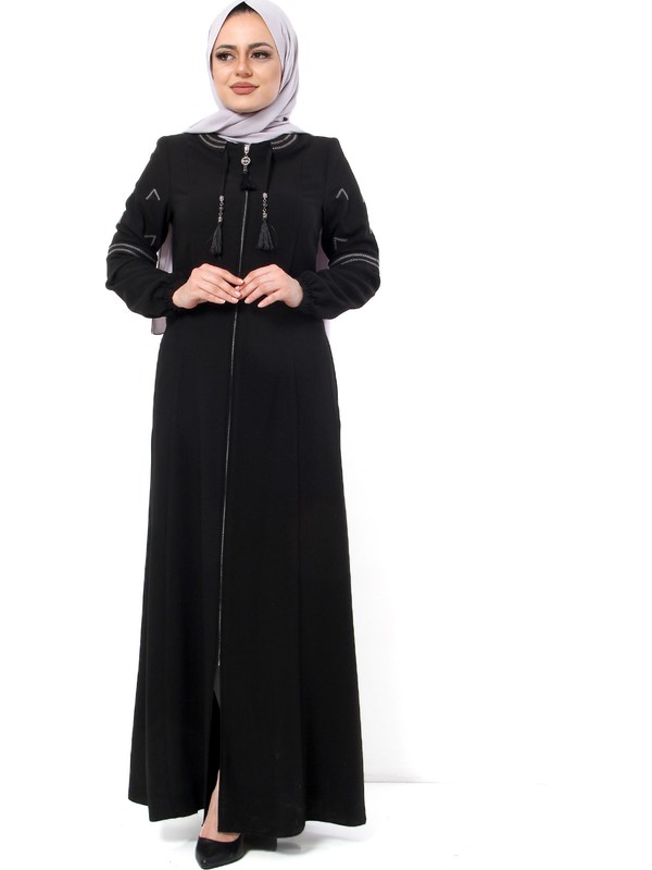 Tesettur Dunyasi Yakasi Puskul Detayli Ferace Tsd7029 Siyah Fiyati