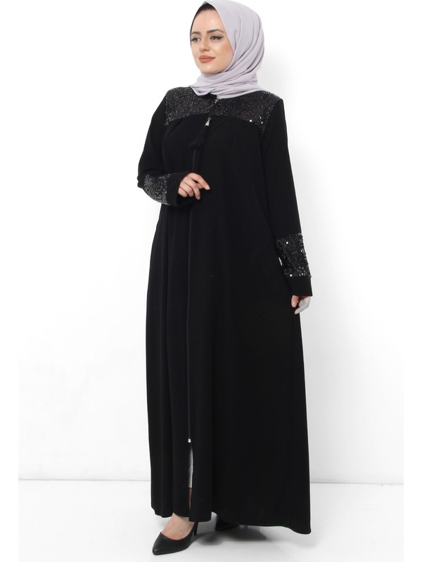 Tesettur Dunyasi Pul Payetli Ferace Tsd1640 Siyah Fiyati