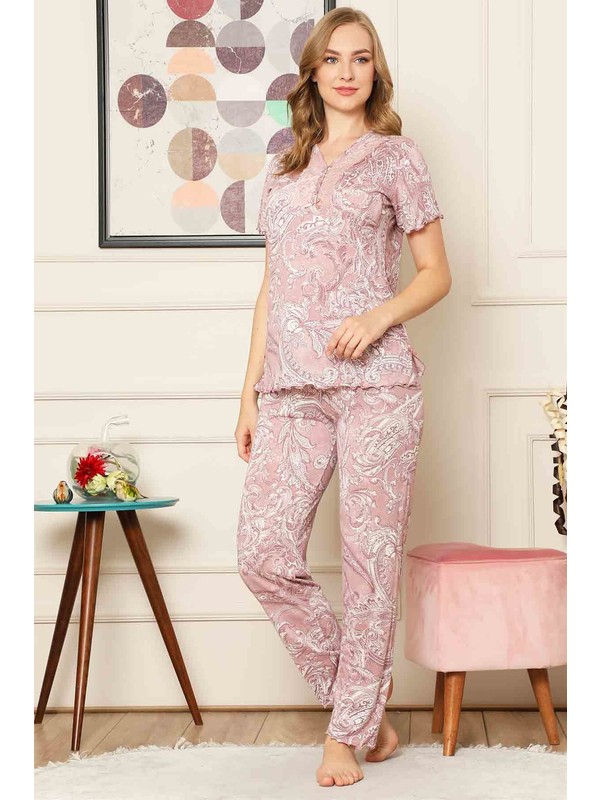 Alimer 2516ky Otantik Desenli Kisa Kollu Kadin Pijama Takimi Fiyati
