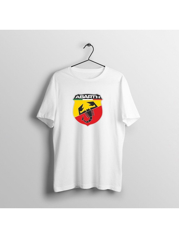 Hobi Tuning Baskılı Beyaz T-Shirt Abarth Logo Desen