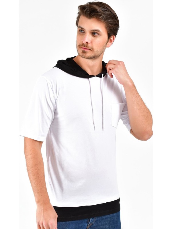 Erkek Oversize Basic Beyaz T Shirt 40218
