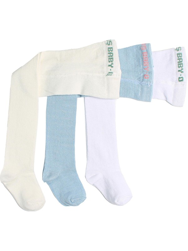 İlbaş Pamuklu Düz Erkek Bebek Külotlu Çorap 3'lü Paket
