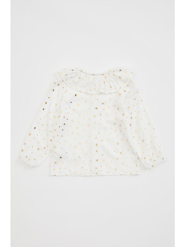 DeFacto Kız Bebek Sim Baskılı Fırfırlı Gömlek R4940A220AU