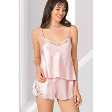 Primoda Işlemeli Ip Askılı Kadın Şortlu Pijama Takımı 0025