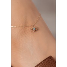 Semiz Kuyumculuk Firuze Taşlı Altın Kirpik Halhal