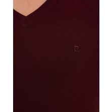 Pierre Cardin Erkek Bordo Slim Fit V Yaka Basic Tişört 50225532-VR014