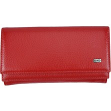 Karalı Kırmızı Renk  Deri Kadın Cüzdan,kartlık