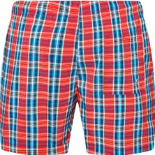 Shikoo Swimwear Kırmızı Lacivert Kareli Bağcıklı Şort Mayo