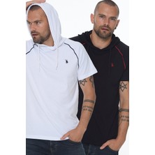 Dewberry İkili Set T8570 Kapüşonlu Erkek T-Shirt-Beyaz - Lacivert