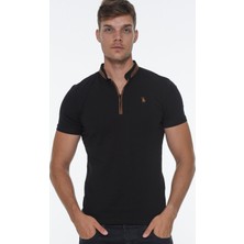T8571 DEWBERRY FERMUARLI ERKEK T-SHIRT-SİYAH
