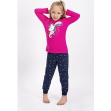 U.S. Polo Assn. Fuşya Lisanslı Kız Çocuk Pijama Takımı