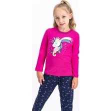 U.S. Polo Assn. Fuşya Lisanslı Kız Çocuk Pijama Takımı