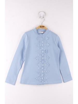 Toontoy Kız Çocuk Önü Dantelli İncili Okul T-Shirt