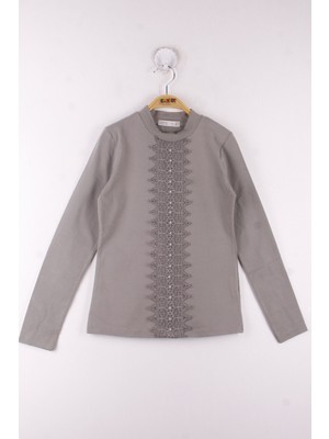 Toontoy Kız Çocuk Önü Dantelli Okul T-Shirt