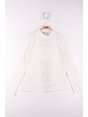 Toontoy Kız Çocuk Önü Dantelli Okul T-Shirt