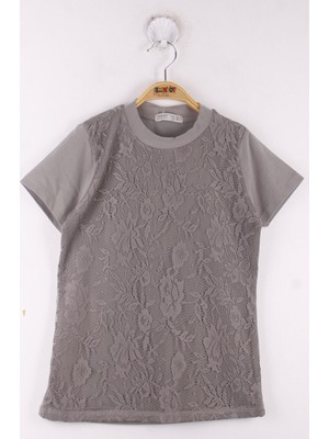 Toontoy Kız Çocuk Önü Dantelli Okul T-Shirt