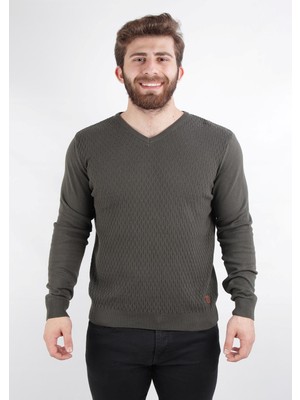 Alexander Gardi Waffle Desenlı V Yaka Regular Fit Casual Kazak Yeni Sezon