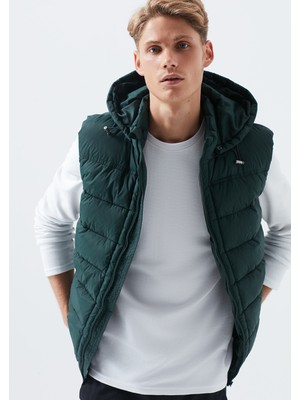 Mavi Erkek Kapüşonlu Yeşil Şişme Yelek 0191732183