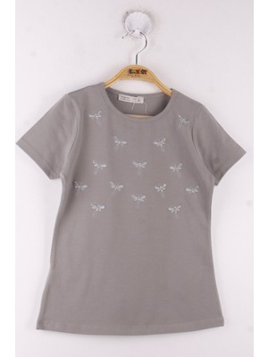 Toontoy Kız Çocuk Yusufçuk Nakışlı Okul Tişört