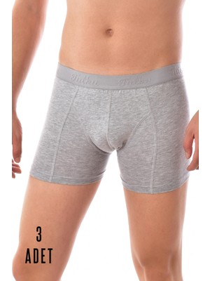 Tutku 3 Adet  0114  Erkek Likralı Elastan Boxer Gri